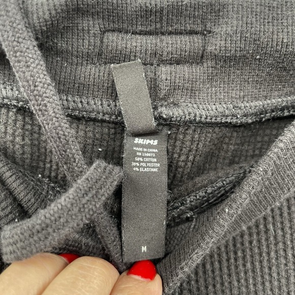 SKIMS Pants Waffle Knit thermal‎ Straight Leg Loungewear Brown Zip Pockets M - Picture 4 of 10